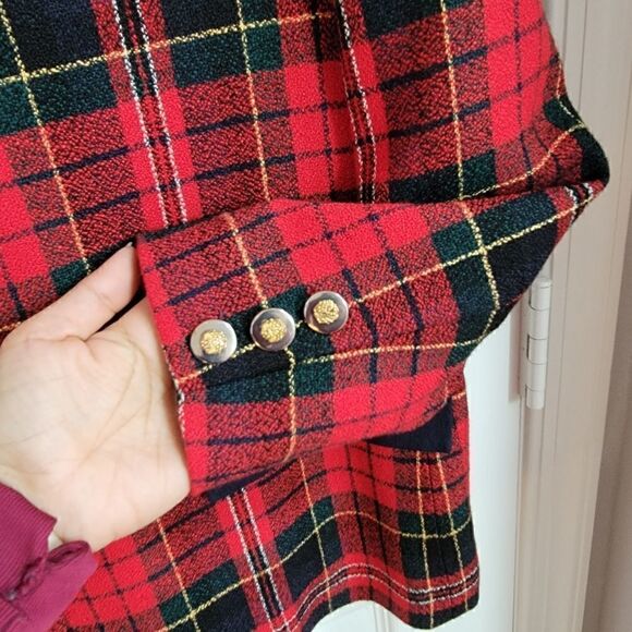Vintage Plaid/Gold Bottons Blazer 14 - Picture 7 of 9
